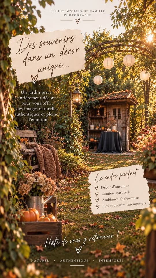 Inspiration décor d’automne avec lanternes et cabane pour une séance photo à Bertrix